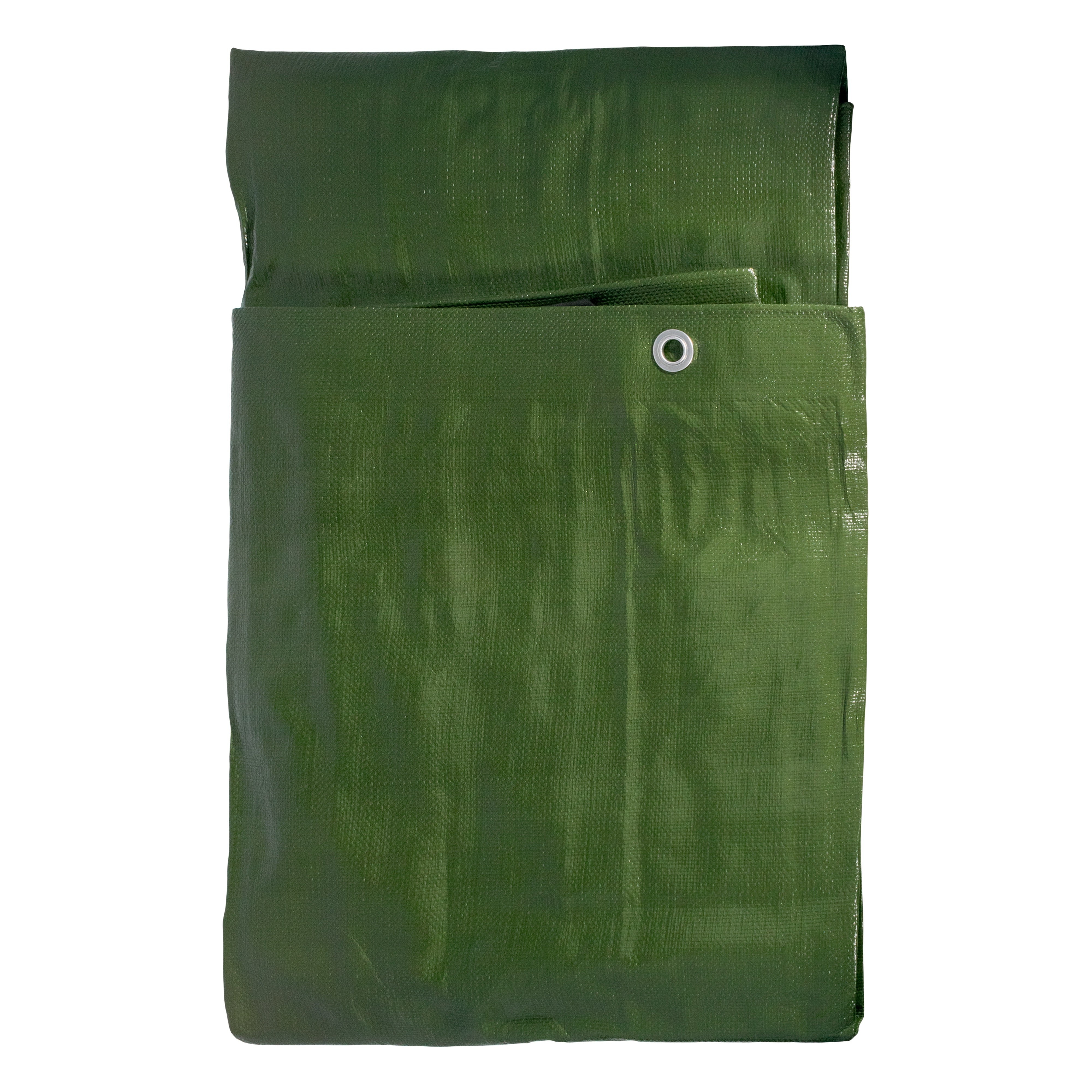 Green/Brown L-Grade Tarpaulin with 10 x 6" Bungee Balls (Black) and 10 x Screw Type Tarp Clips