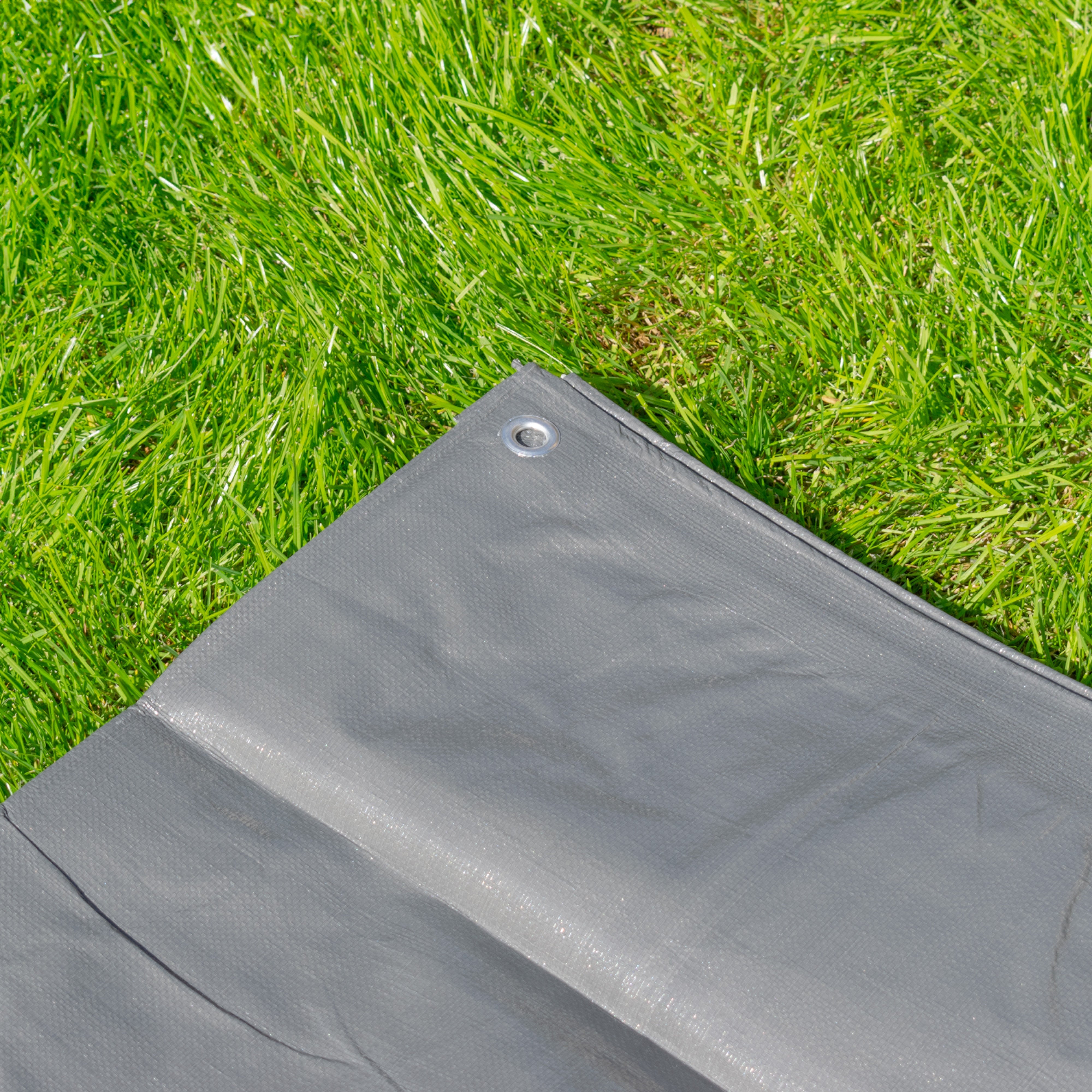 Grey L-Grade Tarpaulin with 10m of 6mm Bungee Rope and 10 x Slide Type Tarp Clips