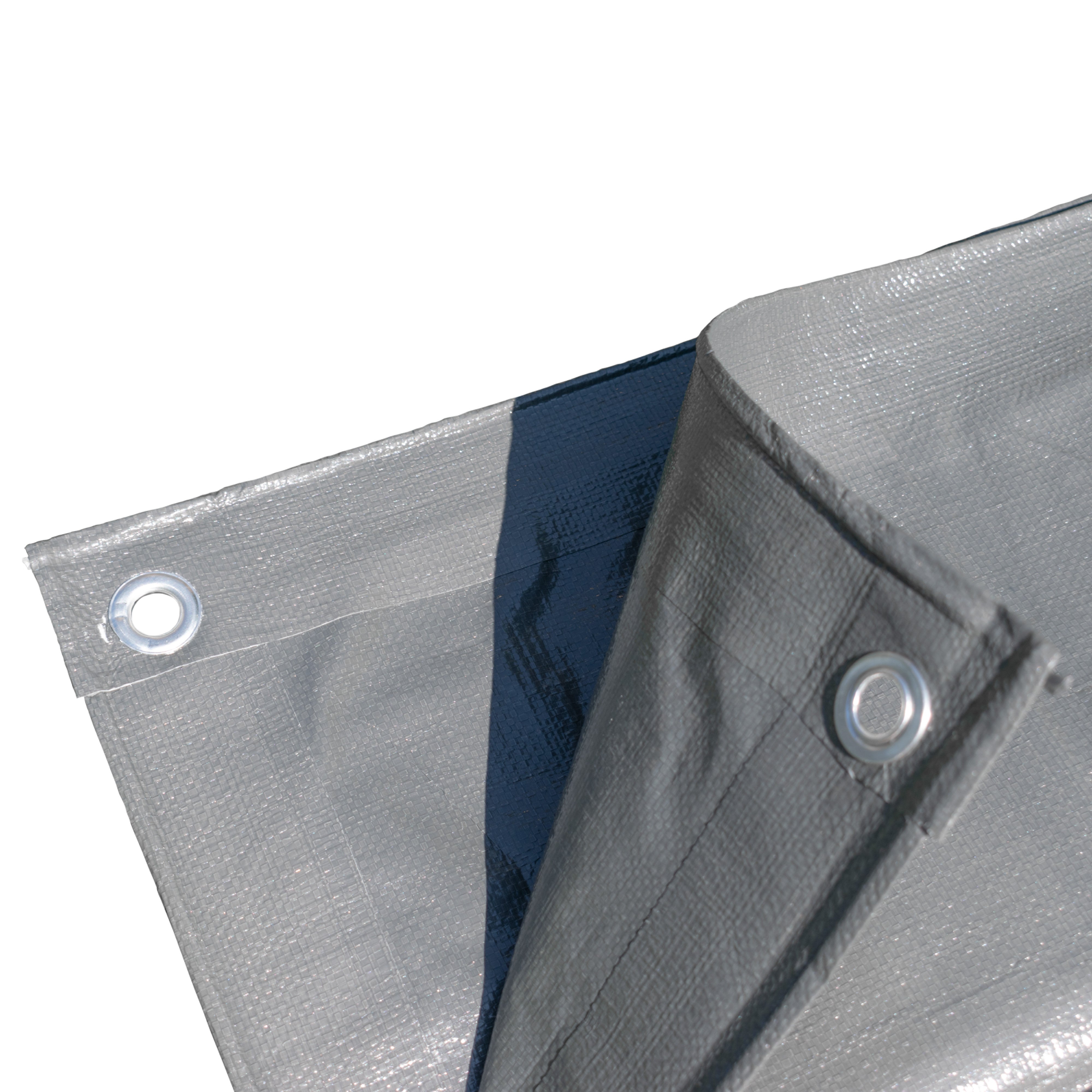 Grey L-Grade Tarpaulin with 10m of 6mm Bungee Rope and 10 x Slide Type Tarp Clips