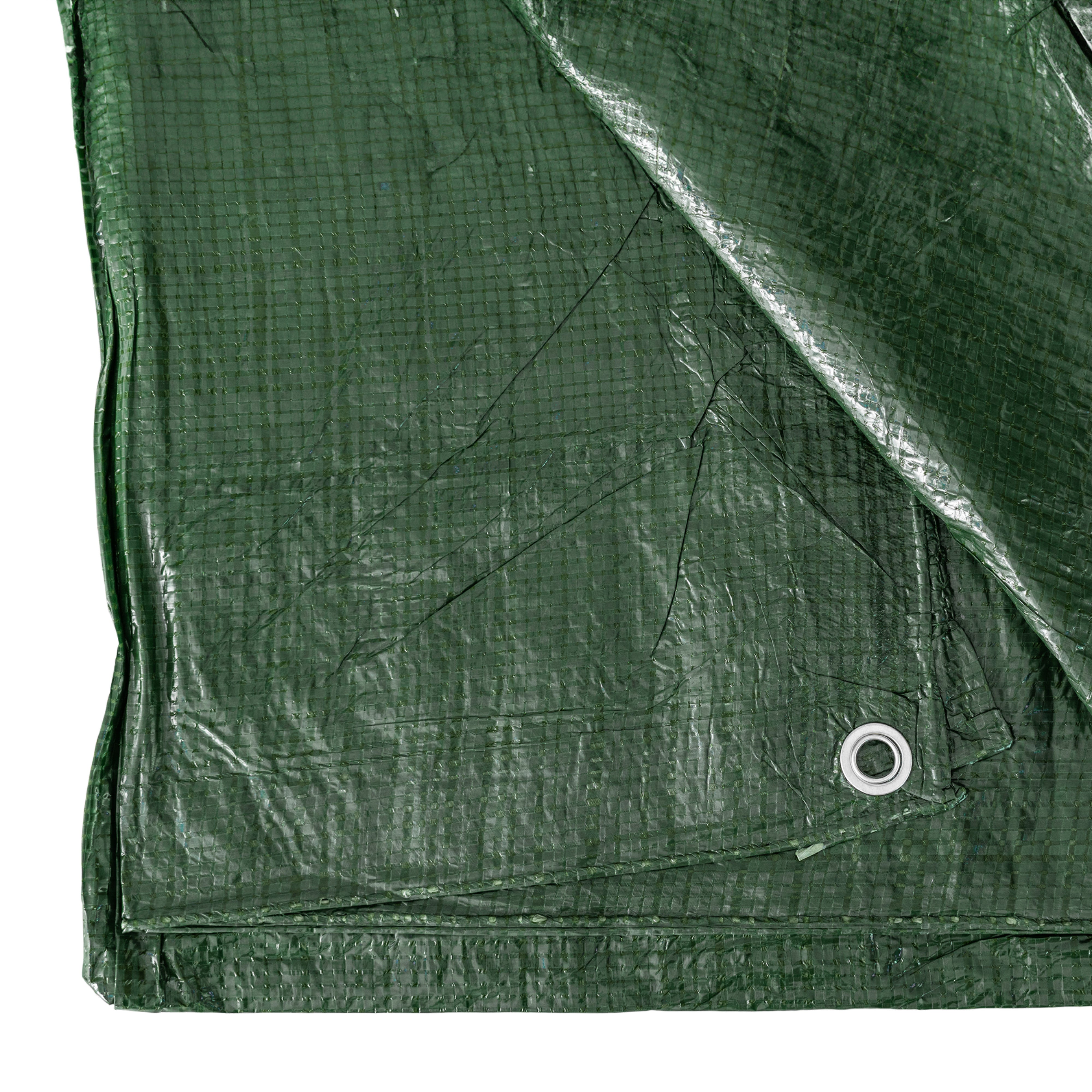 Green S-Grade Tarpaulin with 10m of 6mm Bungee Rope and 10 x Slide Type Tarp Clips