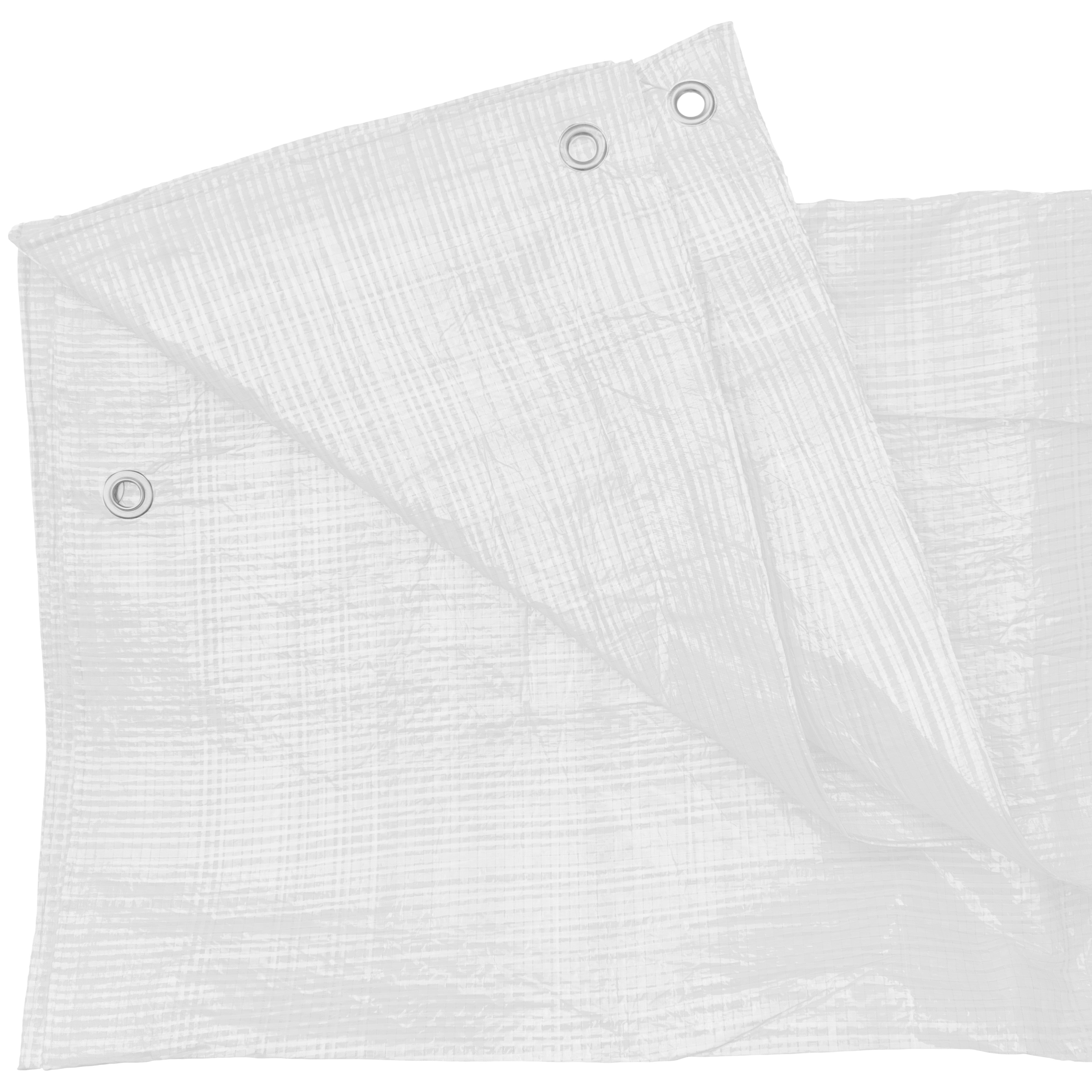 White M-Grade Tarpaulin with 10m of 6mm Bungee Rope and 10 x Screw Type Tarp Clips