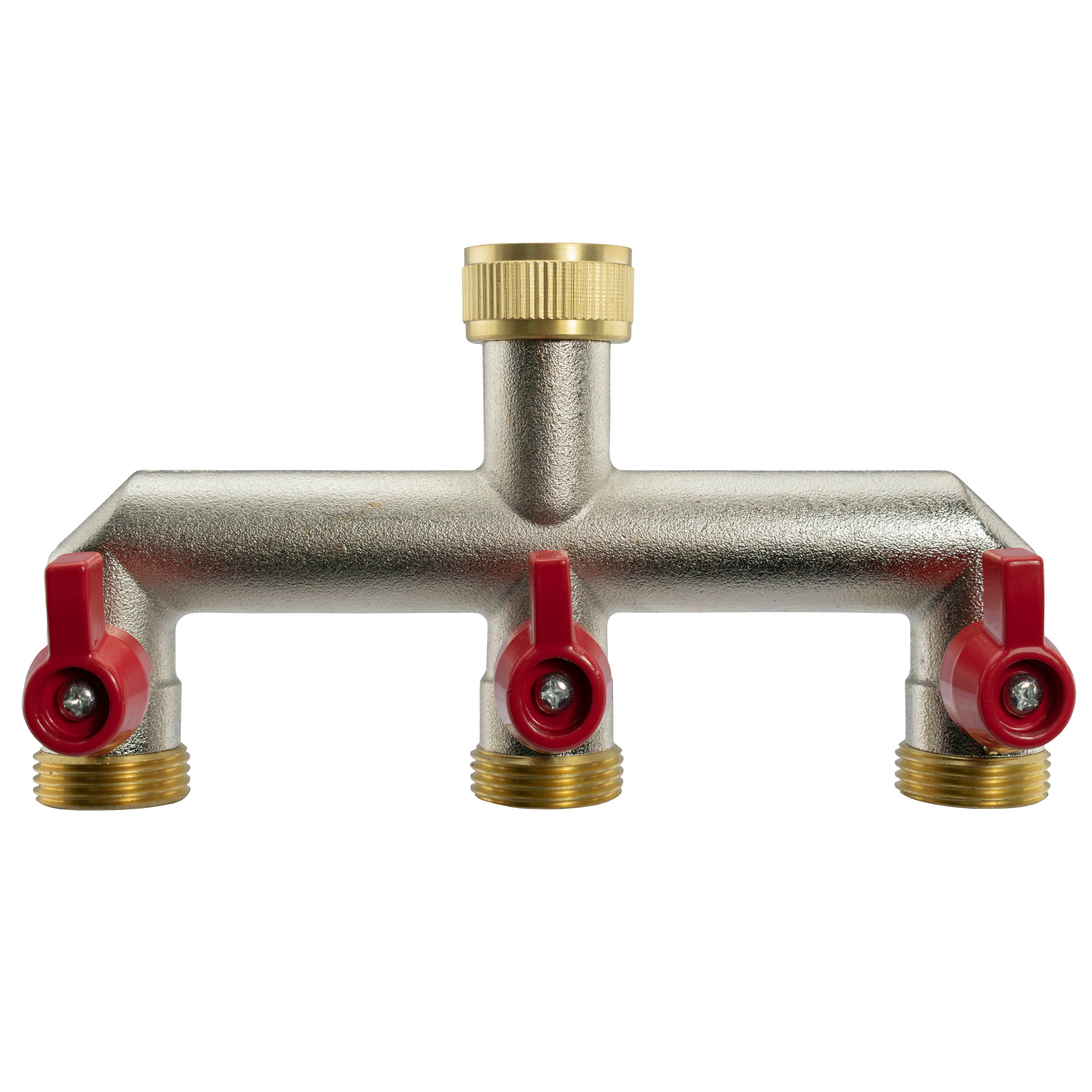 Three Way Tap Splitter Brass 3/4" BSP with Geka Type Outlets