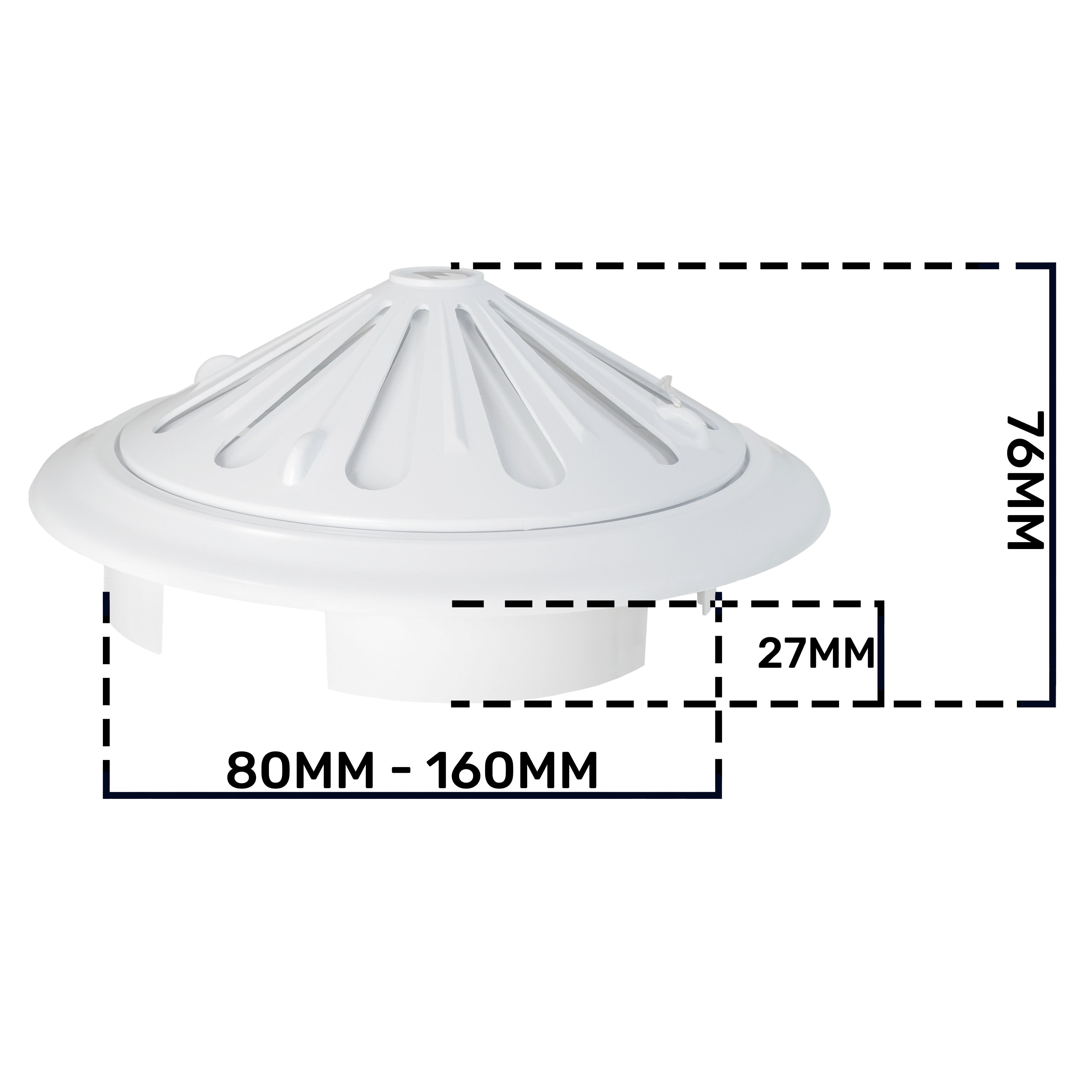 Adjustable Louvre Vent Round 80mm-160mm White