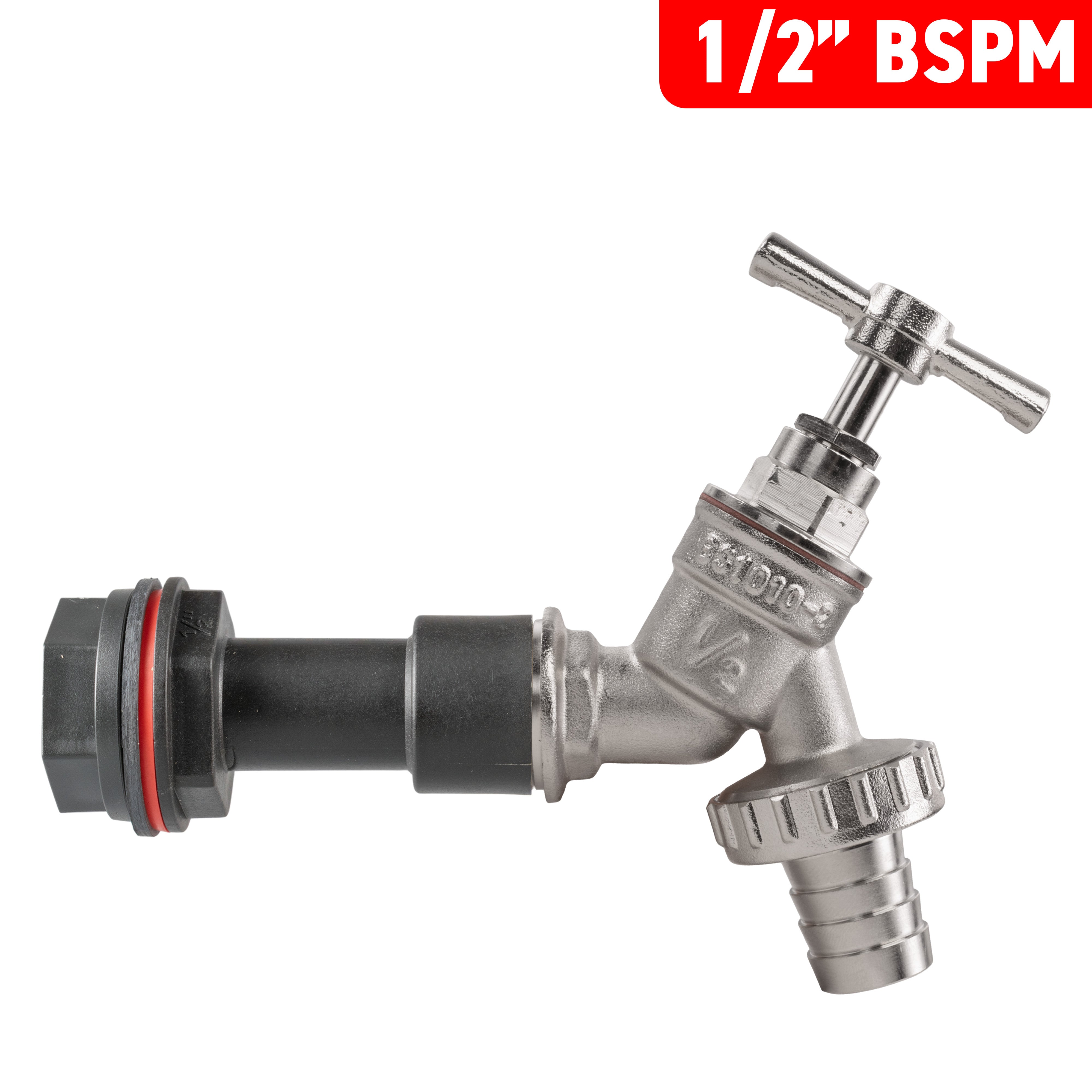 Water Butt Extension Kit 1/2" with Nickel Plated Barbed Tap and Drill Bit