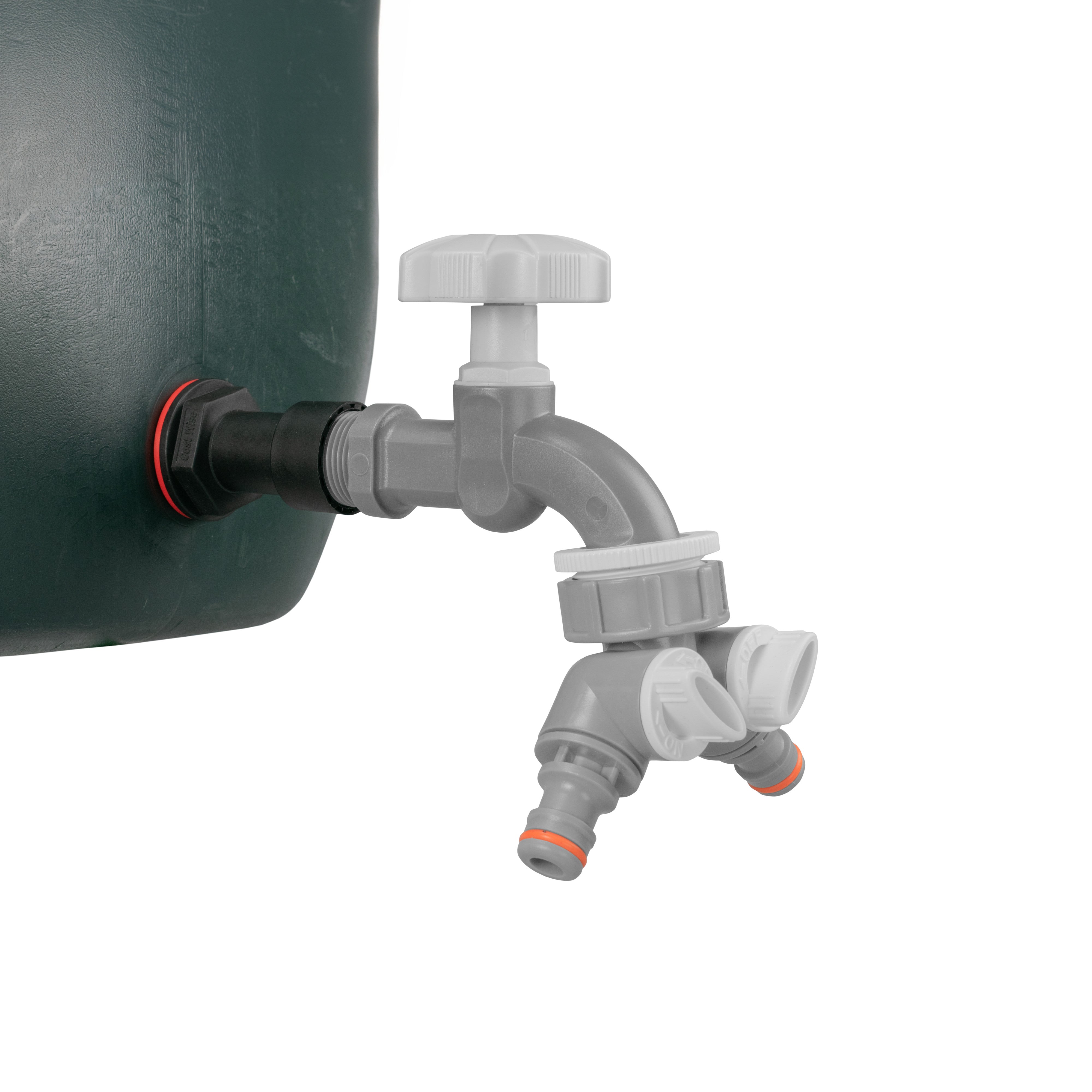 Water Butt Extension Kit 3/4" with Grey Dial Tap + Two-Way Splitter
