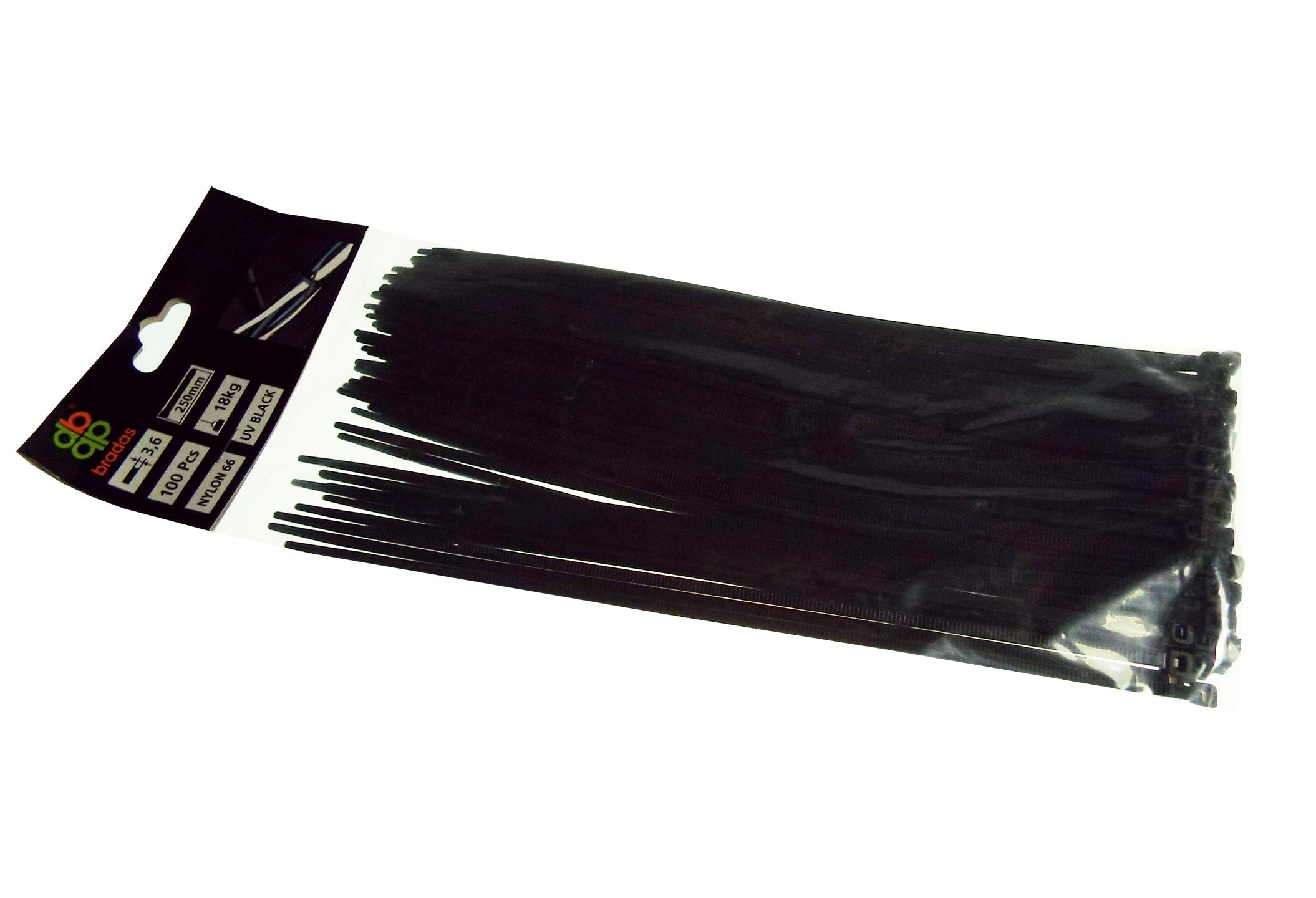 100 Cable Ties (4.8mm x 250mm) Black