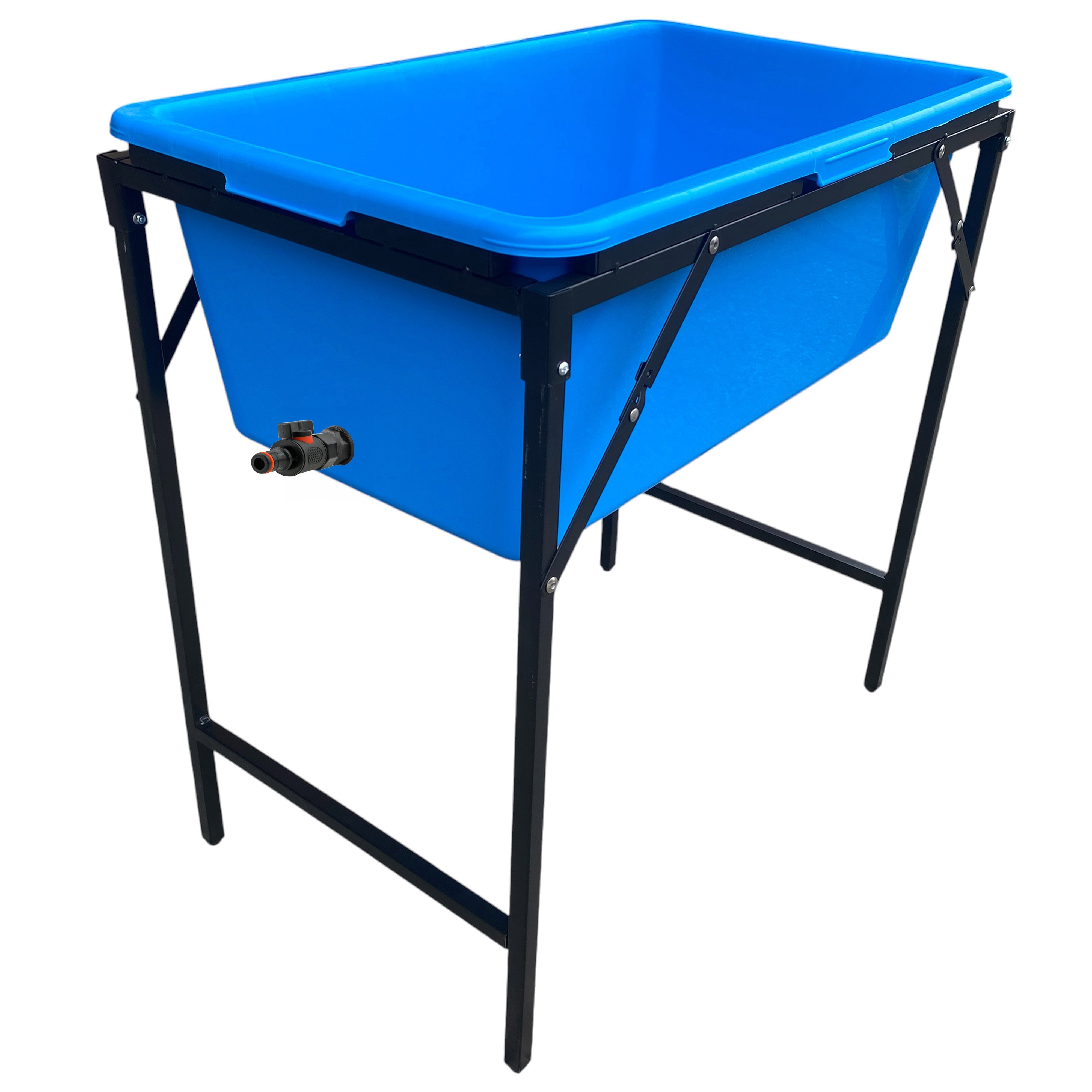 Blue Dog Bath with Drain Valve (Black) and Stand