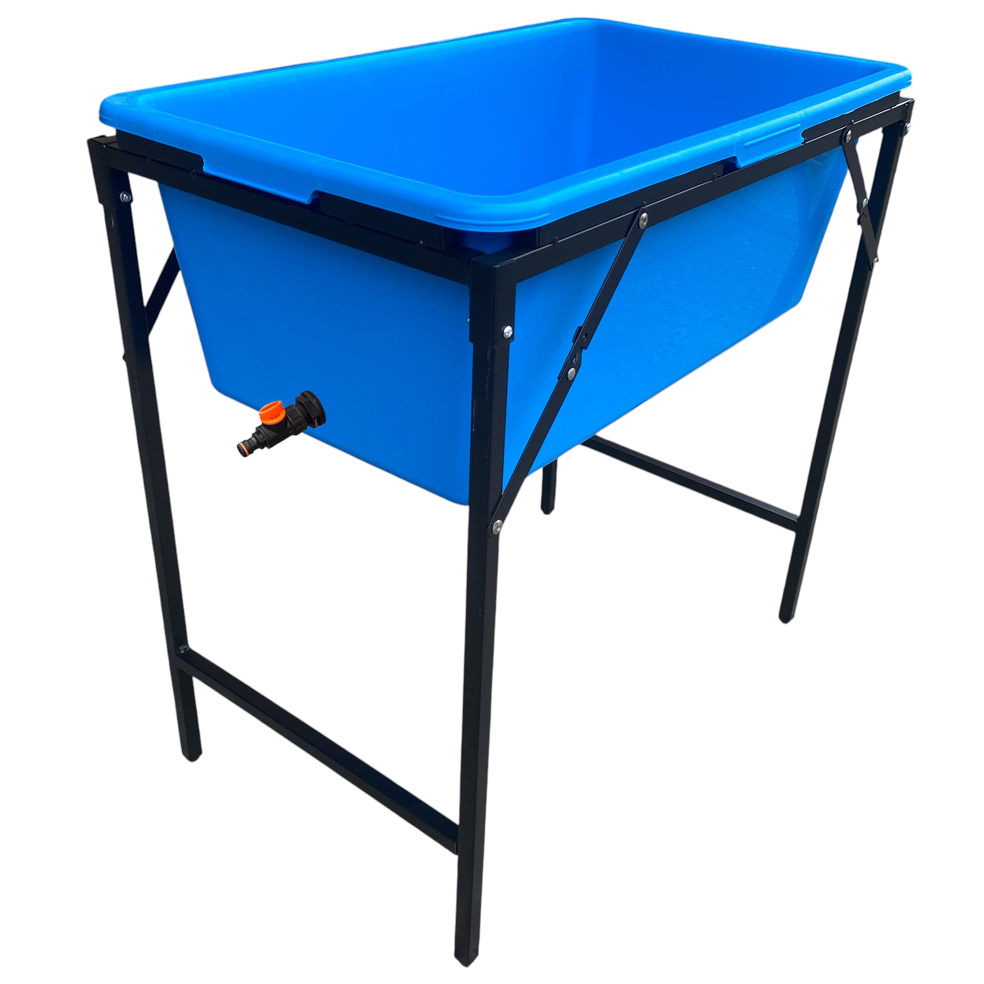 Blue Dog Bath with Drain Valve (Black) and Stand