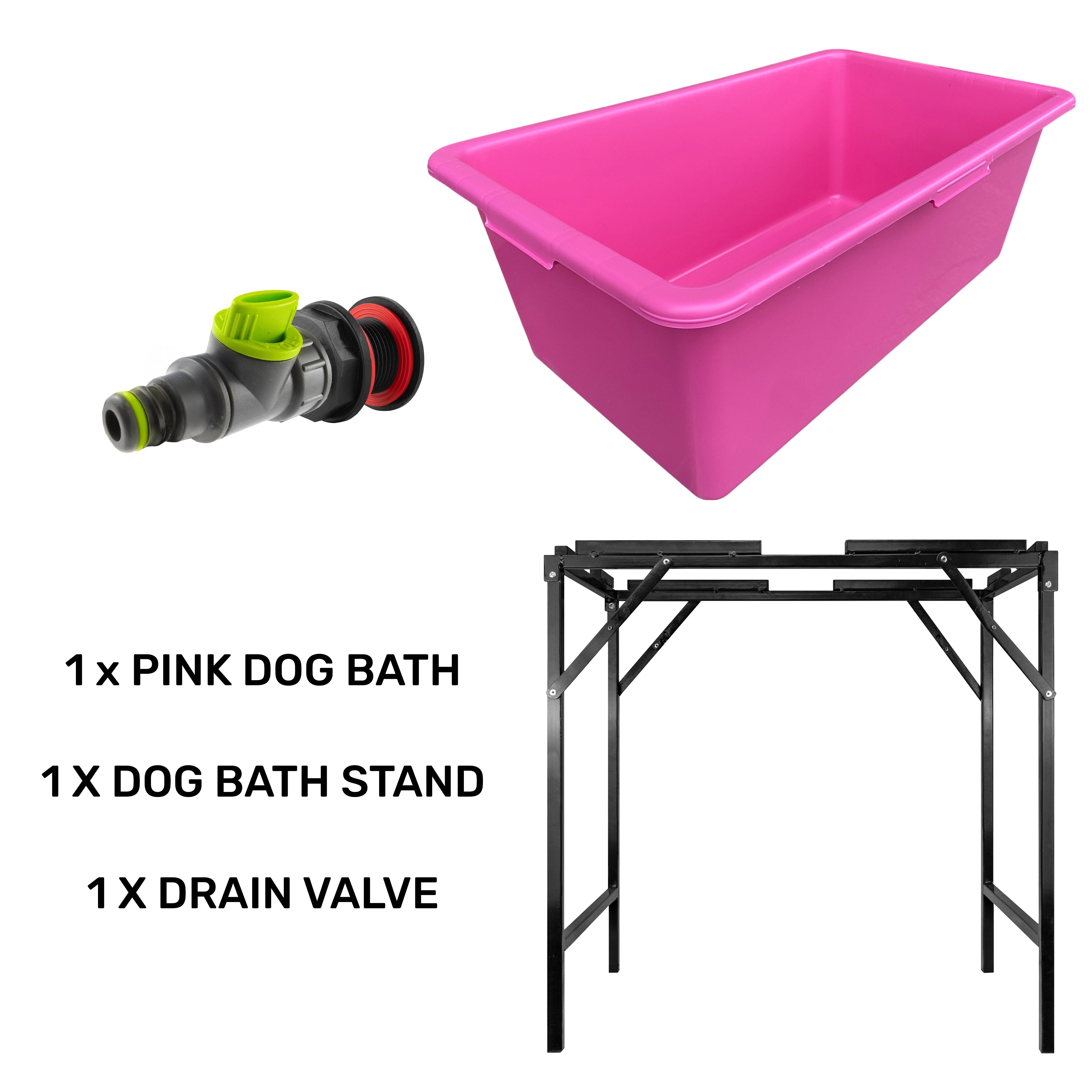 Pink Dog Bath with Drain Valve (Lime) and Stand